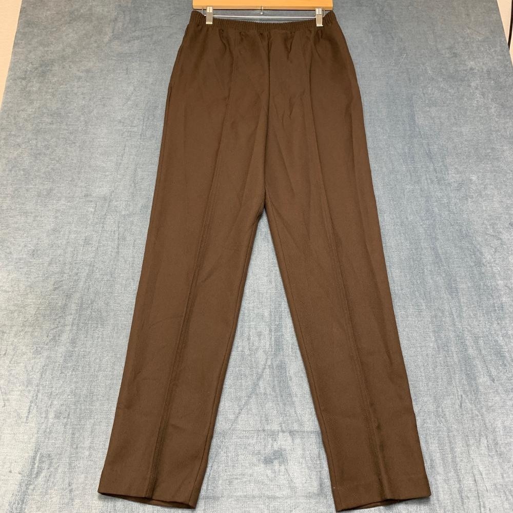 VTG Sunny South Trouser Womens 10 29x32 Brown Pleated Straight Leg Elastic Waist